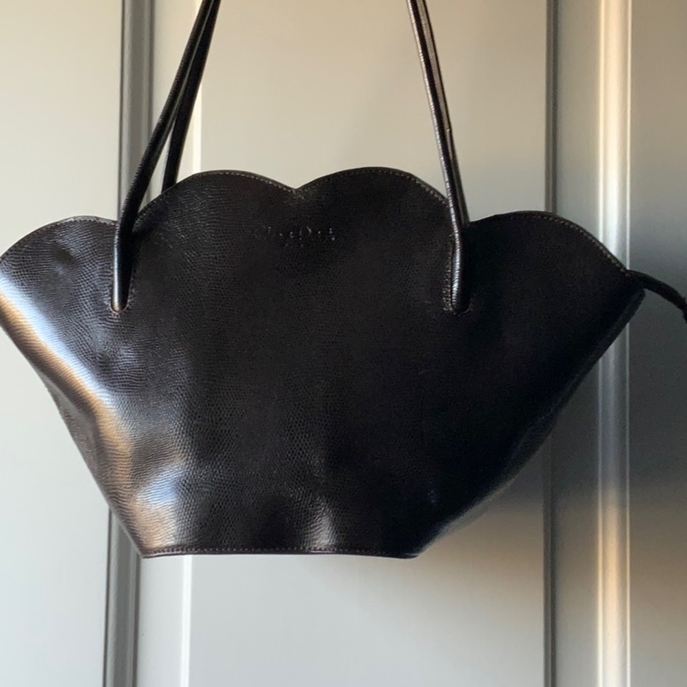 Cleo & Patek Brown Leather Scallop Handbag